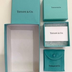 Tiffany & Co Presentation Boxes (2 boxes, no jewelry) and Suede Snap Pou…